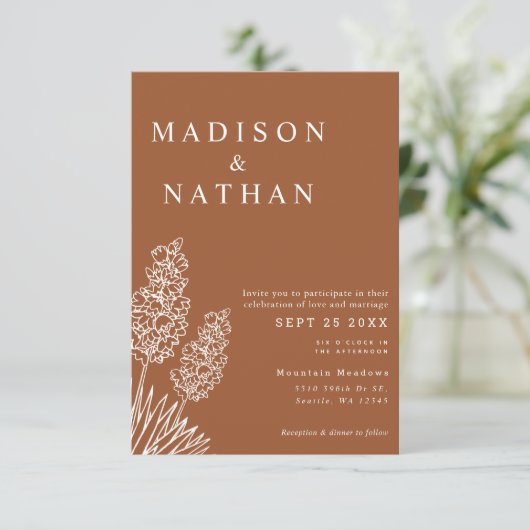 デザートユッカエレガントフラワーテラコッタ結婚ズ 招待状 (スタンド正面)