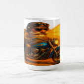 "デザートライドバイクもしくは自転車に乗る人マグ – ヴィンテージオートバイアートPr コーヒーマグカップ (中央)