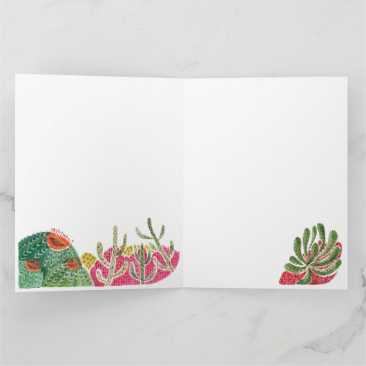 デザートラカラフルンドスケープカクタスウォーターカラーカード カード (内部)