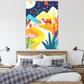 デザートランドスケープカラフルインフォヴィストスタイル キャンバスプリント (インサイチュ (寝室))