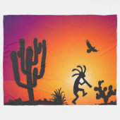 デザートランドスケープシルエットココペリ フリースブランケット (正面(横))