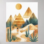 デザートランドスケープ カクタス ジオメトリック ウォールアート (正面)