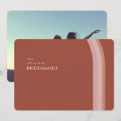 デザートレッドローズミニマリストブライズメイドお願いカード 招待状 (正面/裏面)