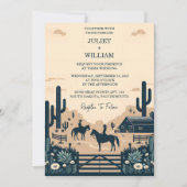 デザートロデオレトロホース素朴ウェスタン結婚ズ 招待状 (正面)