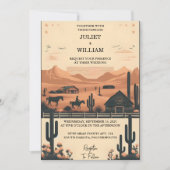 デザートロデオレトロホース素朴ウェスタン結婚ズ 招待状 (正面)