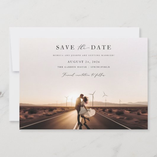 デザートロマ素朴ンスフォトウェディング日付を保存 招待状 (正面)