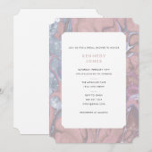 デザートローズ ピンク & ブルーマーブル ブライダルシャワー 招待状 (正面/裏面)