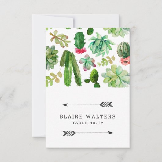 デザート多肉植物のウェディングプレイスカード 招待状 (正面)