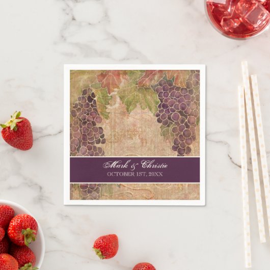 デザート披露宴ナプキンズグレープヴィンヤードズ結婚ズ スタンダードカクテルナプキン (インサイチュ)