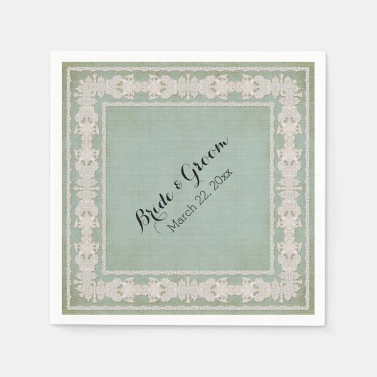 デザート披露宴ナプキン素朴レース熟成ヴィンテージ スタンダードカクテルナプキン (正面)