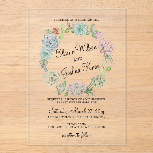 デザート素朴スクキュラントリース結婚式招待状 アクリル招待状 (正面)