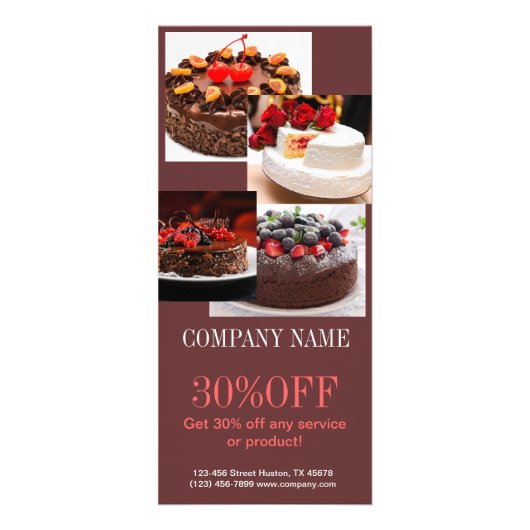 デザート結婚ケーキのベーカリー ラックカード (正面)