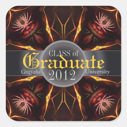 デザート花賞卒業ステッカー スクエアシール (正面)