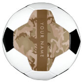 デザート迷彩パターン、名前入りカスタマイズ サッカーボール (回転)