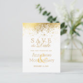 デザート インフォメーション おしゃれな 白とゴールドの 雪の結晶 案内ポストカード (スタンド正面)