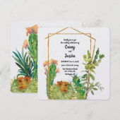 デザート カクタス ウォーターカラー ウェディング 招待状 (正面/裏面)