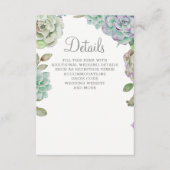 デザート カクタス 多肉植物のウェディング エンクロージャーカード (正面)