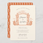 デザート・サボテン・ウェスタンモノグラム・ウェディング 招待状 (正面/裏面)