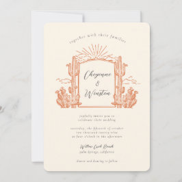 デザート・サボテン・ウェスタンモノグラム・ウェディング 招待状