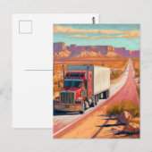 デザート・トラッキング - 描画風の車両アート ポストカード (正面/裏面)