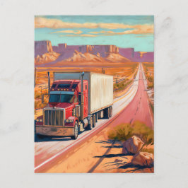 デザート・トラッキング - 描画風の車両アート ポストカード
