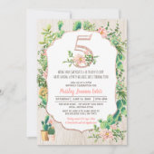 デザート フラワー グリッター 5  誕生日5周年招待状 招待状 (正面)