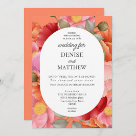 デザート フラワー ピンクの水彩ポピー 招待状