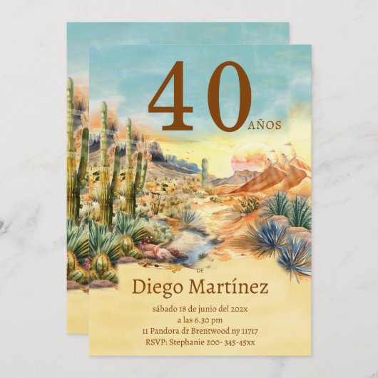 デザート ヴィンテージ パーティー 40歳の誕生日 招待状 (正面/裏面)