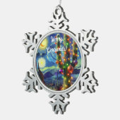 デザートSaguaroサボテン磁石のクリスマス スノーフレークピューターオーナメント (右)