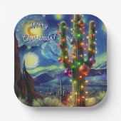 デザートSaguaroサボテン磁石のクリスマス ペーパープレート (正面)