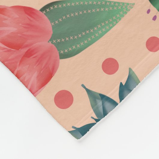 デザーパーソナライズされたト赤面ピンクフローラ フリースブランケット (角)