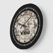 デザーパーソナライズされたト・ベージュ・カモフラージュ ラージ壁時計 (傾斜)