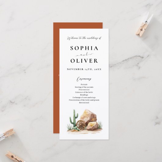 デザー素朴トサボテン水カラー結婚式 プログラム (正面/裏面インサイチュ)