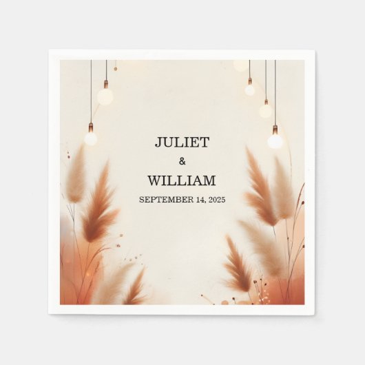 デザー素朴トボホ秋グラデーションブラウン結婚ズ スタンダードカクテルナプキン (正面)