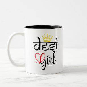 デシインディアンまたはパキスタンの茶色の少女プライド ツートーンマグカップ