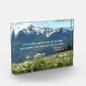 デシデラタの詩の山と牧草地の風景 フォトブロック (左)