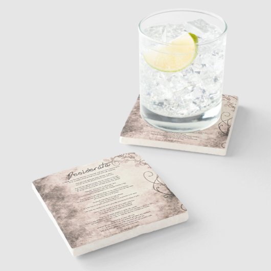 デシデラタオンヴィンテージフローラフェイクパーチメント ストーンコースター (横)