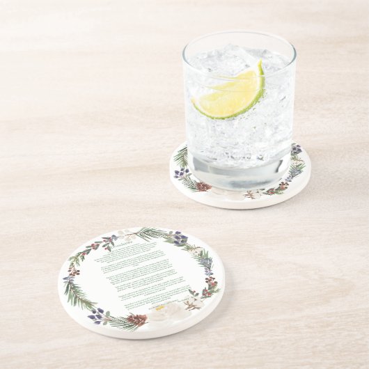 デシデラタクリスマスリースグリーン文字 コースター (側面)