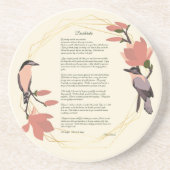 デシデラタバードブラウンフローラリース金ゴールドフレーム コースター (正面)