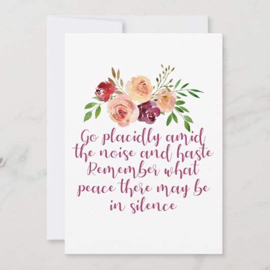 デシデラタポエトピースフル引用文セレネフローラカード (正面)