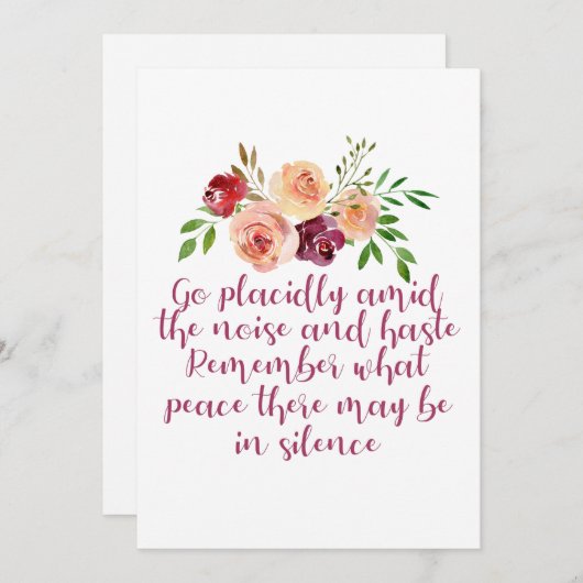 デシデラタポエトピースフル引用文セレネフローラカード (正面/裏面)