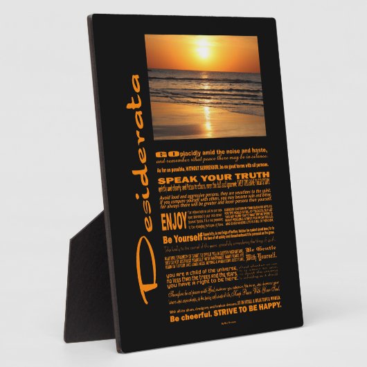 デシデラタポエムビューティフルイエローサンセット フォトプラーク (側面)