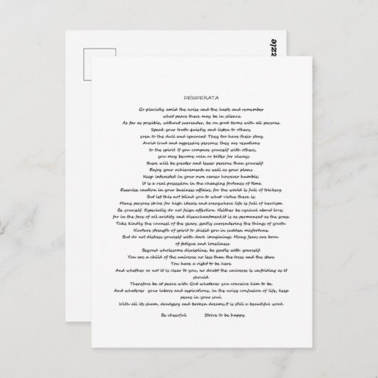 デシデラタマックスエルマン ポストカード (正面/裏面)