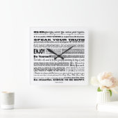 デシデラタ詩ポエシー詩引用文（白） スクエア壁時計 (ホーム)