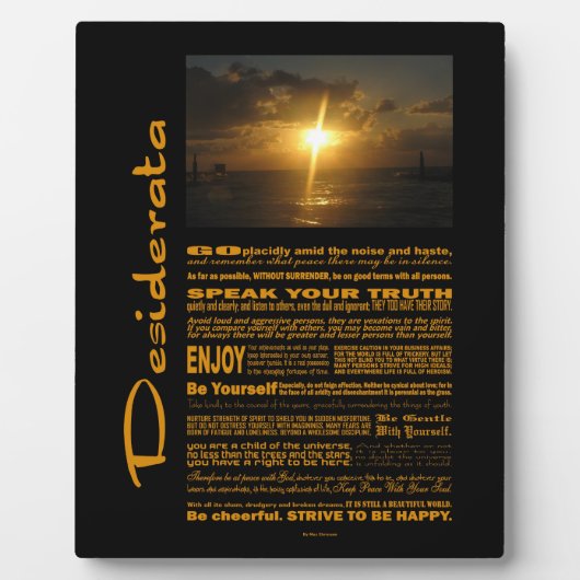 デシデラタ詩非常に明るい夕日 フォトプラーク (正面)