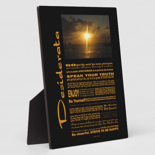 デシデラタ詩非常に明るい夕日 フォトプラーク (側面)