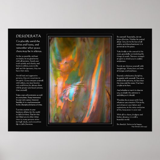 デシデラタ詩 – ユーカリプタスツリー樹皮 ポスター (正面)