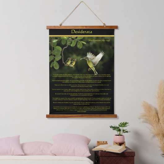 デシデラタ食べ物を与えハミングバードズベビー 吊り下げ型タペストリー (寝室)