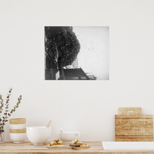 デシュメット工場の写真の外に木材の杭 ポスター (キッチン)