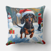 デシュント走の雪とクリスマスハット クッション (裏面)